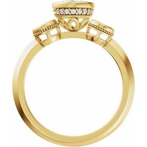 14K Yellow Gold 8x6 mm Oval 5/8 CTW Diamond Three-Stone Bezel-Set Hidden Halo-Style Engagement Ring. 689524:LG709:P