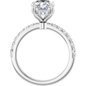 14K White Gold 10x8 mm Oval Hidden Halo-Style Engagement Ring. 127241:1719:P