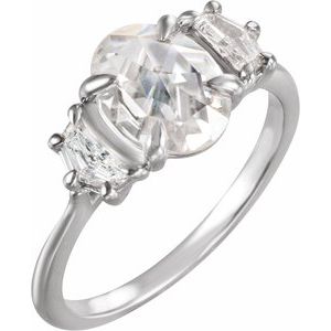 14K White Gold Oval 2 1/2 CTW Diamond Three-Stone Engagement Ring. 126824:LG600:P