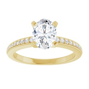 14K Yellow Gold 8x6 mm Oval Accented Engagement Ring. 127329:4265:P