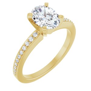14K Yellow Gold 8x6 mm Oval Accented Engagement Ring. 127329:4265:P