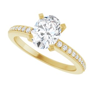 14K Yellow Gold 8x6 mm Oval Accented Engagement Ring. 127329:4265:P