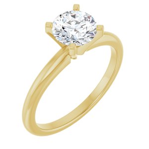 14K Yellow Gold 6.5 mm Round Solitaire Engagement Ring. 127336:4141:P