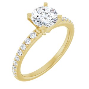 14K Yellow Gold 6.5 mm Round Accented Engagement Ring. 127337:1940:P