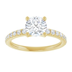 14K Yellow Gold 6.5 mm Round Accented Engagement Ring. 127337:1940:P