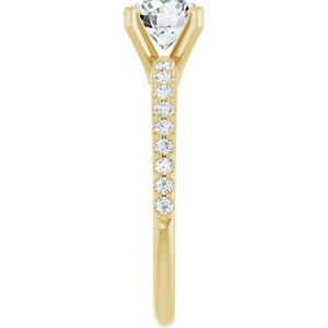 14K Yellow Gold 6.5 mm Round Accented Engagement Ring. 127337:1940:P