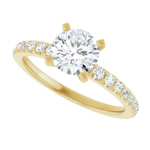 14K Yellow Gold 6.5 mm Round Accented Engagement Ring. 127337:1940:P