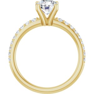 14K Yellow Gold 6.5 mm Round Accented Engagement Ring. 127337:1940:P