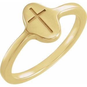 14K Yellow Gold Cross Signet Ring