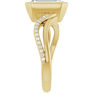 14K Yellow Gold 10x7 mm Emerald Bezel-Set Accented Engagement Ring. 127267:211:P