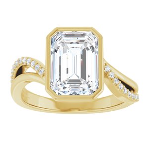 14K Yellow Gold 10x7 mm Emerald Accented Bezel-Set Engagement Ring. 127267:211:P