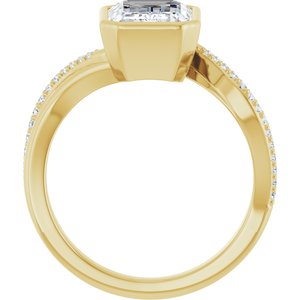 14K Yellow Gold 10x7 mm Emerald Bezel-Set Accented Engagement Ring. 127267:211:P