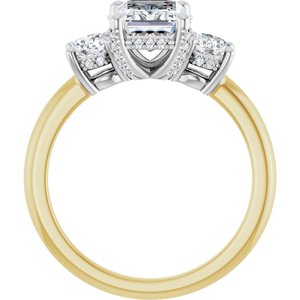 14K Yellow/White Gold 8x6 mm Emerald Hidden Halo-Style Three-Stone Engagement Ring. 127345:701:P