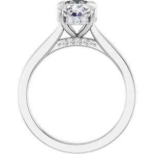 14K White Gold 9x7 mm Oval Hidden Halo-Style Engagement Ring. 127239:195:P