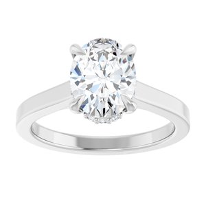 14K White Gold 9x7 mm Oval Hidden Halo-Style Engagement Ring. 127239:195:P