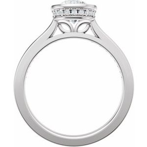 14K White Gold 6.5 mm Round 1/4 CTW Diamond Bezel-Set Hidden Halo-Style Accented Engagement Ring. 689519:601:P
