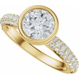 14K Yellow Gold 6.5 mm Round 1/2 CTW Diamond Bezel-Set Accented Engagement Ring. 689525:600:P