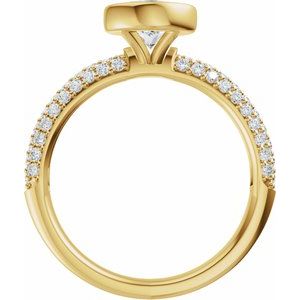 14K Yellow Gold 6.5 mm Round 1/2 CTW Diamond Bezel-Set Accented Engagement Ring. 689525:600:P