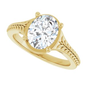 14K Yellow Gold 9x7 mm Oval Solitaire Engagement Ring. 127436:1426:P