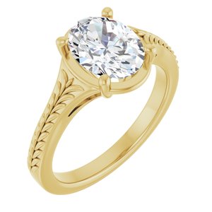 14K Yellow Gold 9x7 mm Oval Solitaire Engagement Ring. 127436:1426:P