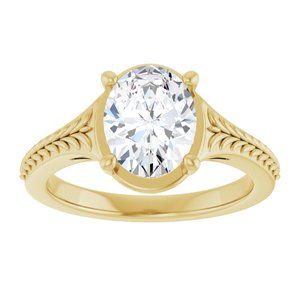14K Yellow Gold 9x7 mm Oval Solitaire Engagement Ring. 127436:1426:P