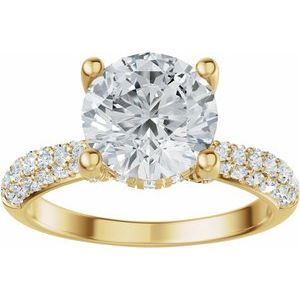 14K Yellow Gold 8 mm Round 5/8 CTW Diamond Hidden Halo-Style Accented Engagement Ring. 689565:666:P