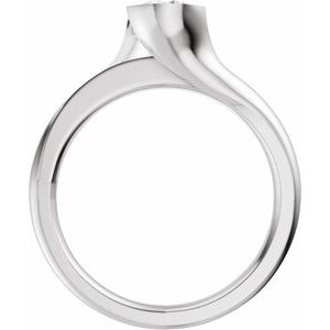 14K White Gold 8x6 mm Oval .07 CTW Diamond Haf-Bezel Accented Engagement Ring. 689526:610:P