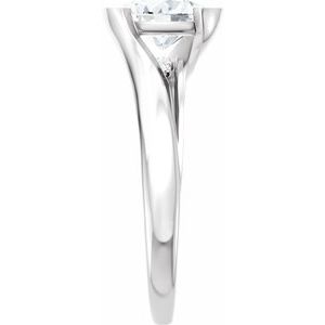 14K White Gold 8x6 mm Oval .07 CTW Diamond Haf-Bezel Accented Engagement Ring. 689526:610:P
