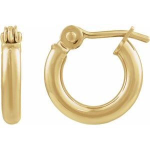 14K Yellow Gold Tube 10 mm / 2 mm Hoop Earrings. 20270:6022:P