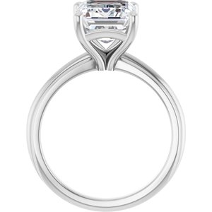 14K White Gold 10x8 mm Emerald Solitaire Engagement Ring. 127313:1502:P