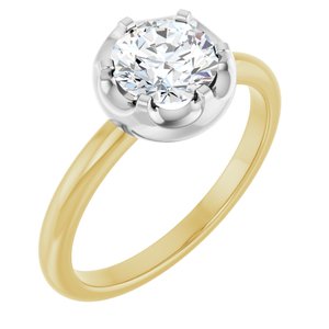 14K Yellow/White Gold 6.5 mm Round Solitaire Engagement Ring. 127307:4236:P