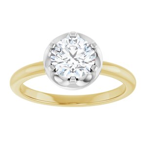 14K Yellow/White Gold 6.5 mm Round Solitaire Engagement Ring. 127307:4236:P