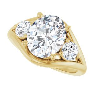14K Yellow Gold 10x8 mm Oval Three-Stone Engagement Ring. 127294:1365:P