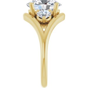 14K Yellow Gold 10x8 mm Oval Three-Stone Engagement Ring. 127294:1365:P