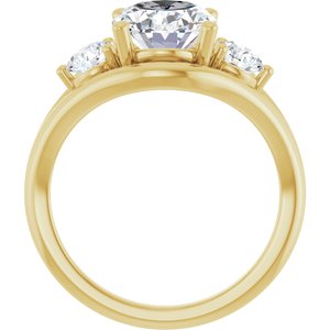 14K Yellow Gold 10x8 mm Oval Three-Stone Engagement Ring. 127294:1365:P