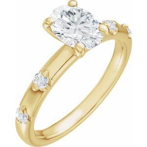 14K Yellow Gold 7x5 mm Oval 1/6 CTW Diamond Accented Engagement Ring. 689647:624:P