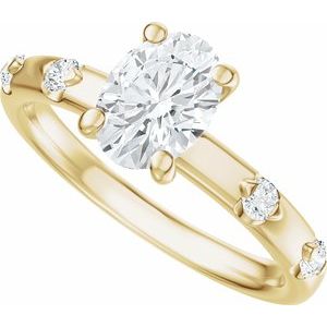 14K Yellow Gold 7x5 mm Oval 1/6 CTW Diamond Accented Engagement Ring. 689647:624:P