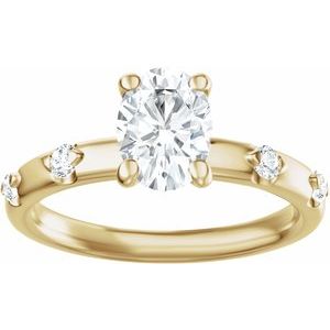 14K Yellow Gold 7x5 mm Oval 1/6 CTW Diamond Accented Engagement Ring. 689647:624:P