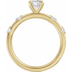 14K Yellow Gold 7x5 mm Oval 1/6 CTW Diamond Accented Engagement Ring. 689647:624:P