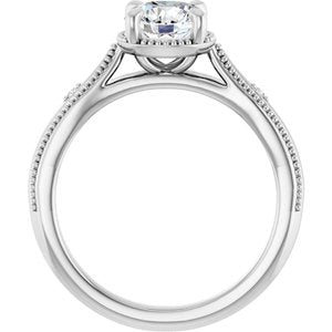14K White Gold 6.5 mm Round .0075 CTW Diamond Halo-Style Accented Engagement Ring. 127435:128:P