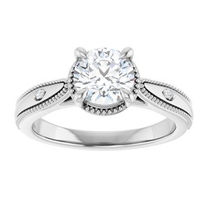14K White Gold 6.5 mm Round .0075 CTW Diamond Halo-Style Accented Engagement Ring. 127435:128:P