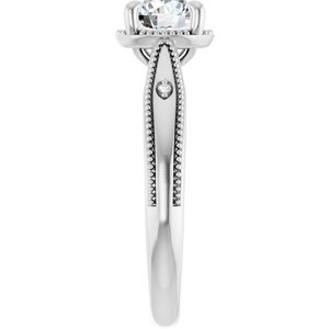 14K White Gold 6.5 mm Round .0075 CTW Diamond Halo-Style Accented Engagement Ring. 127435:128:P