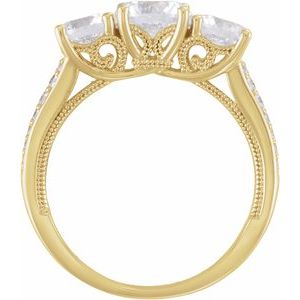 14K Yellow Gold 6.5 mm Round 1/8 CTW Diamond Three-Stone Accented Engagement Ring. 689587:602:P