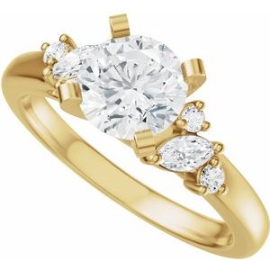 14K Yellow Gold 6.5 mm Round 1/4 CTW Diamond Accented Engagement Ring. 689646:600:P