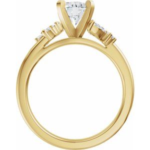 14K Yellow Gold 6.5 mm Round 1/4 CTW Diamond Accented Engagement Ring. 689646:600:P