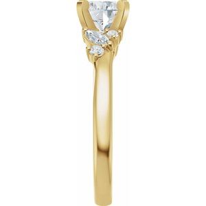 14K Yellow Gold 6.5 mm Round 1/4 CTW Diamond Accented Engagement Ring. 689646:600:P