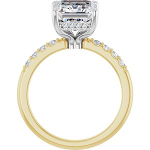 14K Yellow/White Gold 10x8 mm Emerald Hidden Halo-Style Accented Engagement Ring. 127319:2655:P