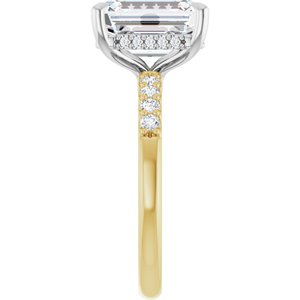 14K Yellow/White Gold 10x8 mm Emerald Hidden Halo-Style Accented Engagement Ring. 127319:2655:P