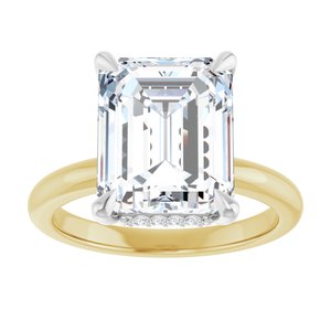 14K Yellow/White Gold 11x9 mm Emerald Hidden Halo-Style Engagement Ring. 127321:361:P