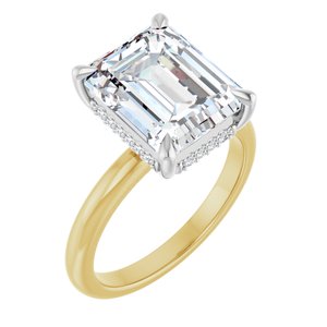 14K Yellow/White Gold 11x9 mm Emerald Hidden Halo-Style Engagement Ring. 127321:361:P